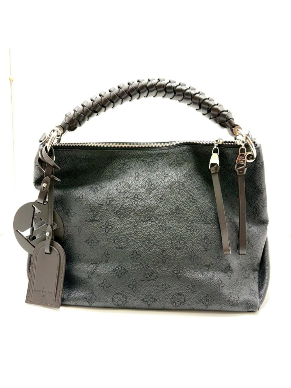 Louis Vuitton Beauvre Hobo Mahina Black Shoulder Bag Monogram Silver